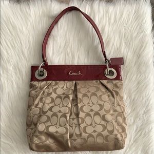 Authentic Coach bag with red leather detailing 😍